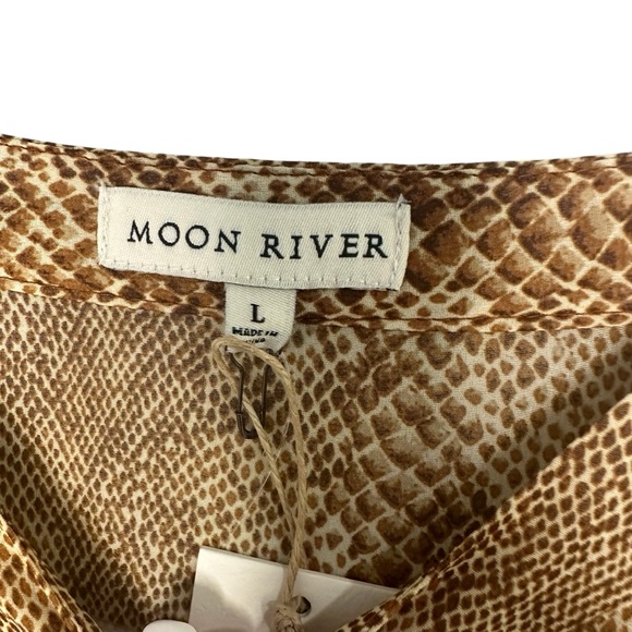 Moon River LARGE Long Brown/Tan Button up Long Lined Dress - Picture 3 of 15